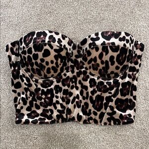 Superdown Leopard Velvet Corset Top - sz S